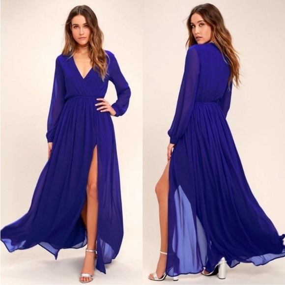 13. Lulus Wondrous Water Lilies Royal Blue Maxi Dress - Picture 2 of 16